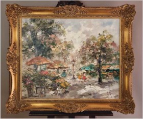 Uliczka ze straganami kwiatowymi - Alexander Kardin (1917-1976) 