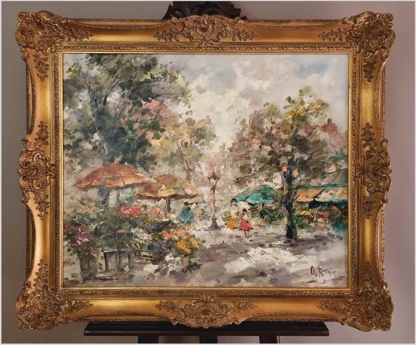 Uliczka ze straganami kwiatowymi - Alexander Kardin (1917-1976) 