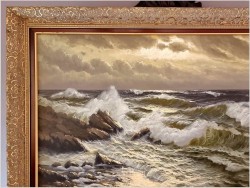 Wspaniały obraz olejny! Wzburzone morze - Malarstwo niemieckie XXw.
