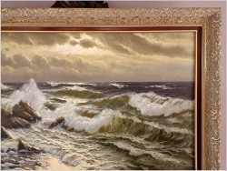 Wspaniały obraz olejny! Wzburzone morze - Malarstwo niemieckie XXw.