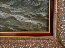 Wspaniały obraz olejny! Wzburzone morze - Malarstwo niemieckie XXw.