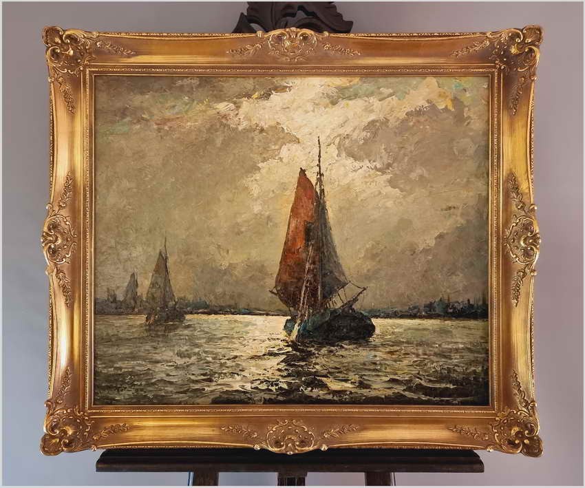 Nokturn! Łodzie w blasku księżyca - Helmut Kaluza (1912-1984)