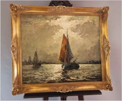 Nokturn! Łodzie w blasku księżyca - Helmut Kaluza (1912-1984)