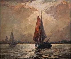 Nokturn! Łodzie w blasku księżyca - Helmut Kaluza (1912-1984)