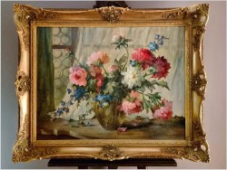 Obraz olejny! Kompozycja kwiatów w wazonie - Hedwig Petermann *1877