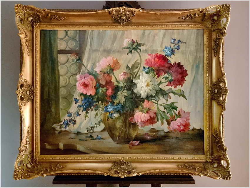 Obraz olejny! Kompozycja kwiatów w wazonie - Hedwig Petermann *1877