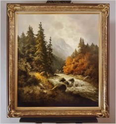 Rewelacyjny obraz olejny! Górski potok ~ J.H.Thomas (*1922 Dresden)