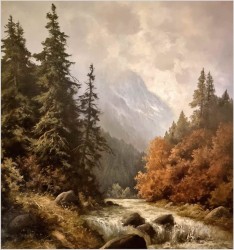 Rewelacyjny obraz olejny! Górski potok ~ J.H.Thomas (*1922 Dresden)