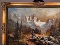 Jesienno-zimowy krajobraz! Wędrówka po górach - Günter Seekatz *1928 (140cm x 100cm)