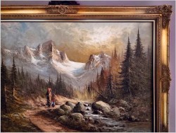 Jesienno-zimowy krajobraz! Wędrówka po górach - Günter Seekatz *1928 (140cm x 100cm)