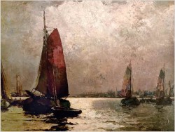 Nokturn! Łodzie w blasku księżyca - Helmut Kaluza (1912-1984)