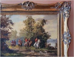 Obraz olejny! Wyjazd na polowanie -  Sygn Harmc (Düsseldorf XXw.)