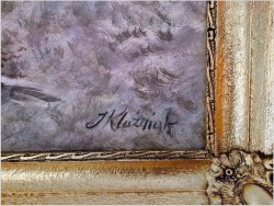 Polskie malarstwo! Scena szarży ułanów - Jerzy Kluźniak (1928-2013)