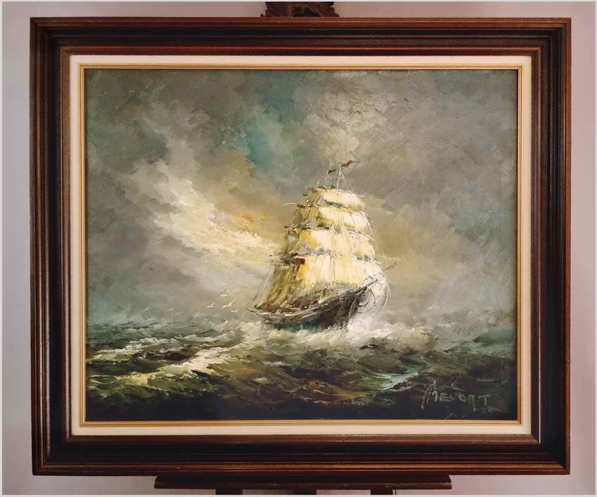 Żaglowiec na wzburzonym morzu - Johannes Hubertus H. BÉVORT *1917 | XXL!