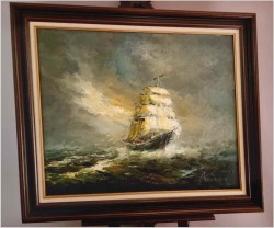 Żaglowiec na wzburzonym morzu - Johannes Hubertus H. BÉVORT *1917 | XXL!