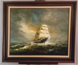 Żaglowiec na wzburzonym morzu - Johannes Hubertus H. BÉVORT *1917 | XXL!