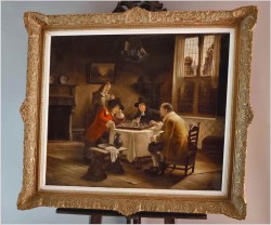 Malarstwo rodzajowe! Spotkanie przy szachach - Walther PURSCHKE (1924-2011)