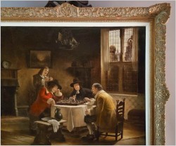 Malarstwo rodzajowe! Spotkanie przy szachach - Walther PURSCHKE (1924-2011)