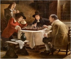Malarstwo rodzajowe! Spotkanie przy szachach - Walther PURSCHKE (1924-2011)