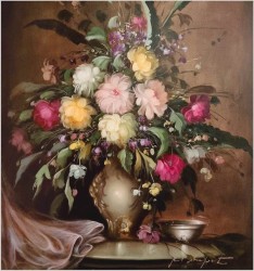 Pałacowy obraz! Bukiet flamandzkich kwiatów - Gerhard Merfort *1927
