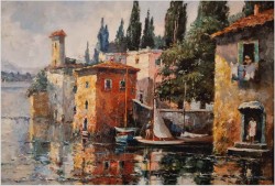 Technika Szpachlowa! Krajobraz śródziemnomorski - Paul Elbergo *1917