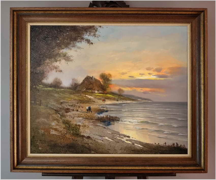 Zachód słońca nad brzegiem morza - Dieter Lukas Larsen (1936-2001)