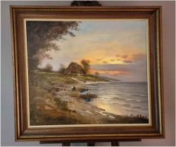 Zachód słońca nad brzegiem morza - Dieter Lukas Larsen (1936-2001)