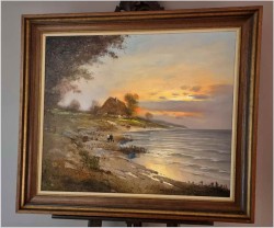 Zachód słońca nad brzegiem morza - Dieter Lukas Larsen (1936-2001)