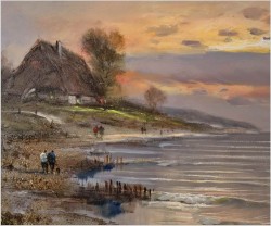 Zachód słońca nad brzegiem morza - Dieter Lukas Larsen (1936-2001)