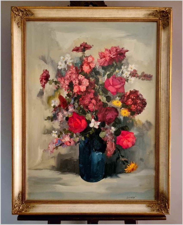 Duży obraz w pionie! Kwiaty w wazonie  | Niemcy XXw.