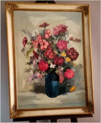 Duży obraz w pionie! Kwiaty w wazonie  | Niemcy XXw.