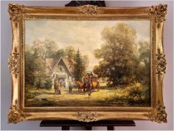 Scena dworska! Dyliżans na postoju przy stacji - Herbert Isenberg *1930