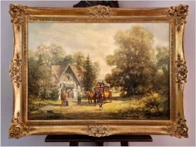 Scena dworska! Dyliżans na postoju przy stacji - Herbert Isenberg *1930