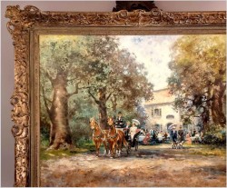 Wspaniały obraz olejny! Piknik w parku - Otto Reila ( München XXw.)