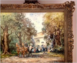 Wspaniały obraz olejny! Piknik w parku - Otto Reila ( München XXw.)