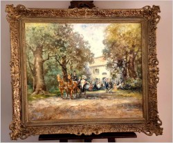 Wspaniały obraz olejny! Piknik w parku - Otto Reila ( München XXw.)