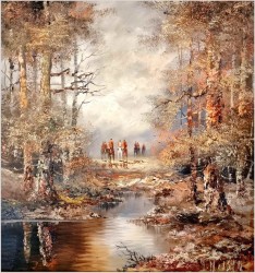 Malarstwo szpachlowe! Wyjazd na polowanie - H. Nilsen *1908 