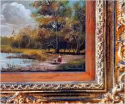 Sielski krajobraz! Letni spacer z dzieckiem - Sygn. Reinisch (Niemcy XXw.)