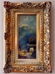 Miniatura olejna! Schronisko w górskich Alpach - Heinrich Berger (1898-1977)