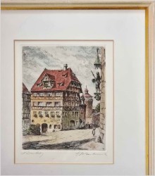 Oryginalna duża stara grafika! Dom Albrechta Dürera w Nürnberg XXw.