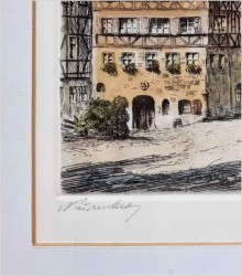 Oryginalna duża stara grafika! Dom Albrechta Dürera w Nürnberg XXw.