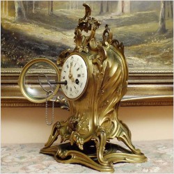 WSPANIAŁY MEDALOWY KOLEKCJONERSKI ZEGAR Z BRĄZU W STYLU LUDWIKA XV / ROCOCO 1855r. (Zobacz Film!)