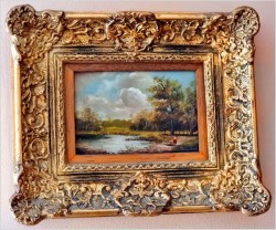 Sielski krajobraz! Letni spacer z dzieckiem - Sygn. Reinisch (Niemcy XXw.)