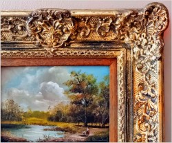 Sielski krajobraz! Letni spacer z dzieckiem - Sygn. Reinisch (Niemcy XXw.)