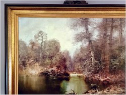 Duży obraz olejny do salonu! Rozlewisko i mokradło leśne - G. Lehnhoff (geb. 1920 in Wien)