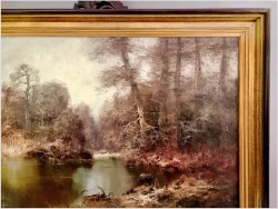 Duży obraz olejny do salonu! Rozlewisko i mokradło leśne - G. Lehnhoff (geb. 1920 in Wien)