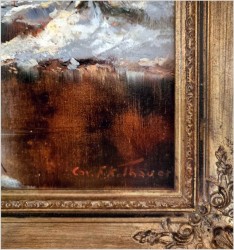 Malarstwo szpachlowe! Zimowy pejzaż wiejski - Friedrich Karl Thauer (1924-2009)