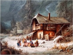 Dobra inwestycja! Zimowy Romantyczny Krajobraz - Ludwig Muninger (1929-1997) ROZMIAR 146cm x 106CM