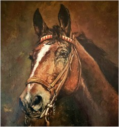 Dobre malarstwo animalistyczne! Końska głowa - Hans Einzinger *1920