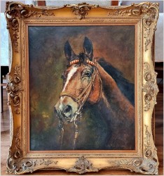 Dobre malarstwo animalistyczne! Końska głowa - Hans Einzinger *1920